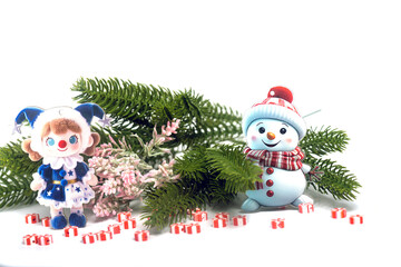 Christmas landscape with gifts and snow. Merry christmas and happy new year . Christmas celebration holiday background