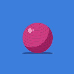 Pink exercise ball for fitness and workout on blue background.