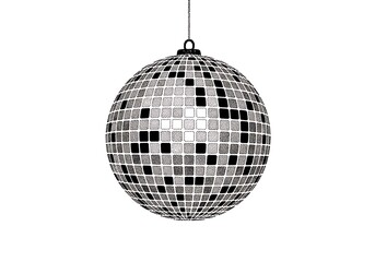 Fototapeta premium Hanging Disco Ball with Defined Square Mirror Facets, Minimalist Party and Celebration Vector Illustration