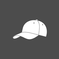 White Baseball Cap Illustration on Gray Background.