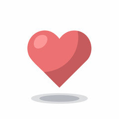Volumetric pink heart icon with shadow floating in the air Simple flat design vector illustration for love and health