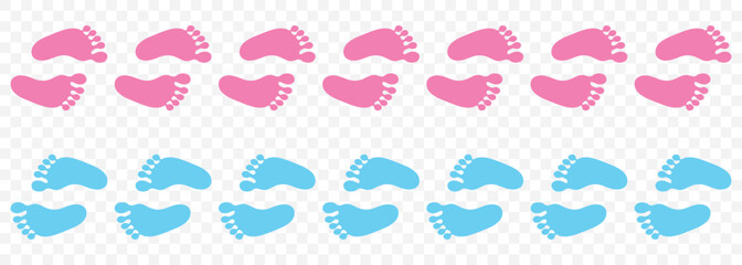 silhouette of baby feet icon over white background. vector illustration. Baby footprints icon isolated on white background. Baby feet sign. Set icons colorful. Vector Illustration on Transparent.EPS10