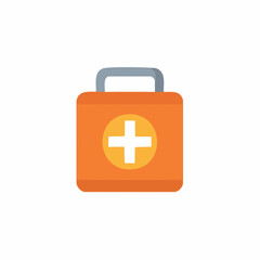 Obraz premium Orange first aid kit icon with a white cross symbol illustration.