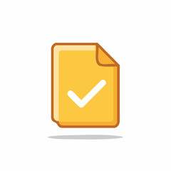 Yellow Document with White Check Mark Approval Symbol Icon