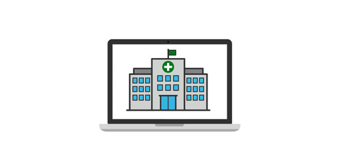 Online hospital consultation on a laptop showcasing telemedicine and healthcare accessibility promoting digital health solutions for remote patients.