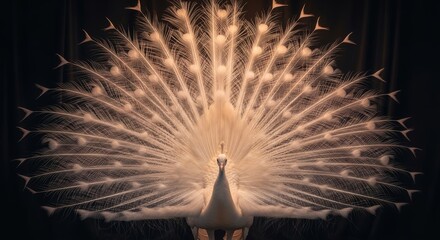 Elegant Albino Peacock Displaying Feathers in Opulent Style