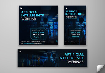 Editable AI Webinar Template – Futuristic Dark Tech Theme for Artificial Intelligence Virtual Event