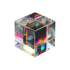 Creative Transparent Prismatic Cube on Black Background for Graphic Design Projects