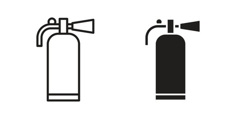 Fire extinguisher icon flat black and white logo