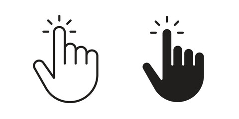 Obraz premium finger tap icon flat black and white logo