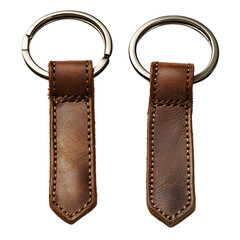 Elegant Brown Leather Keychains Set on White Background for Stylish Accessory Display