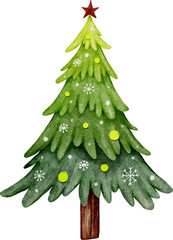 Watercolor Christmas Tree Illustration
