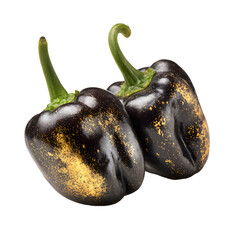 Exotic Black and Gold Peppers on White Background for Food Photography
