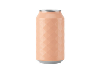 Peach-colored can-shaped speaker isolated on transparent background, modern audio equipment for music listening