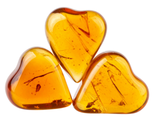 Amber Gemstones Showing Natural Inclusions Transparent Background.
