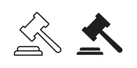 Gavel icon flat black and white logo