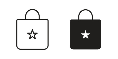 Gift bag icon flat black and white logo