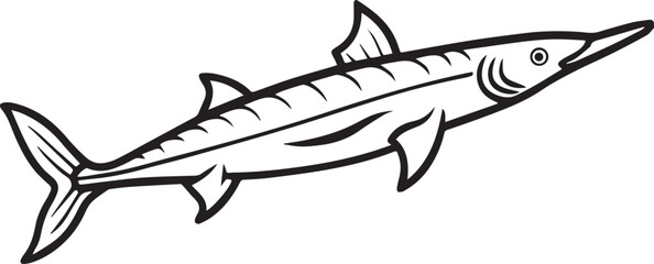 paddlefish outline vector illustration line art