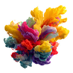 Dynamic Colorful Paint Explosion on White Background
