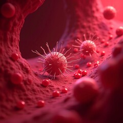 A futuristic nanobot concept illustration targeting diseased cells within a human bloodstream for precise drug delivery