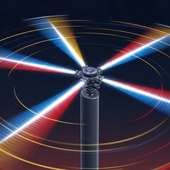 Spinning Rotor with Colorful Streaks of Light.
