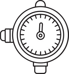 pressure gauge outline vector illustration line art