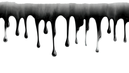 A dark, flowing, abstract artistic representation of dripping liquid against a black background