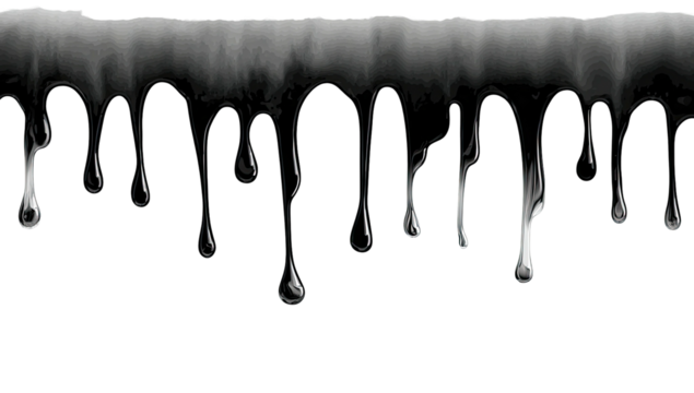 A dark, flowing, abstract artistic representation of dripping liquid against a black background