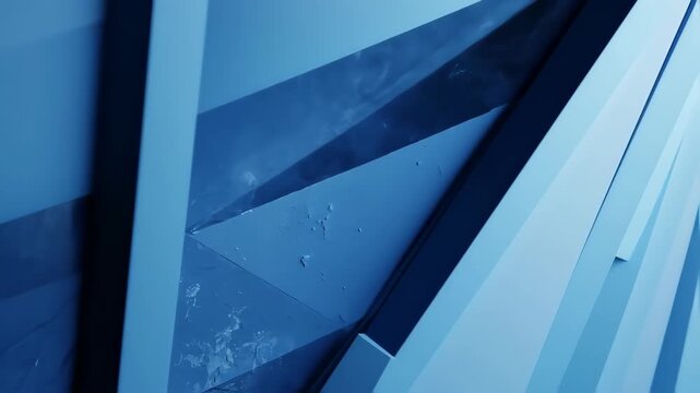 Abstract blue geometric shapes with shadows, textures, and layers