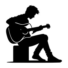 Silhouette of rock musician playing guitar