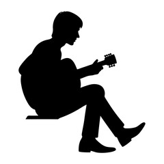 Silhouette of rock musician playing guitar