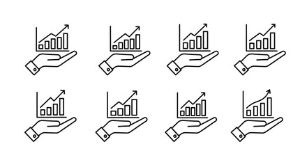 Hand holding growing financial chart icon symbolizing business growth and investment success vector