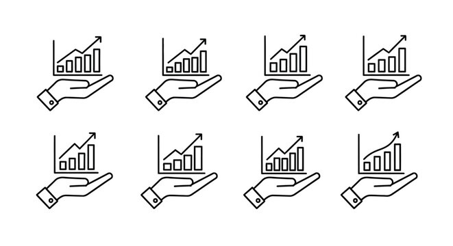 Hand holding growing financial chart icon symbolizing business growth and investment success vector