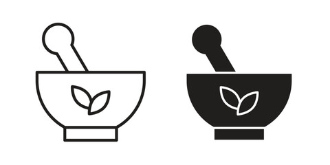 Herbal medicine icon flat black and white logo