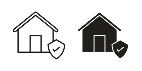 Home insurance icon flat black and white logo
