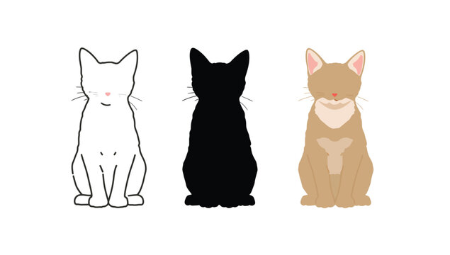 Vector art of three cats in different styles vector illustration