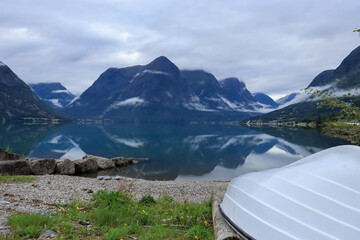 Landscape with mountains and water - Stryn, Norway