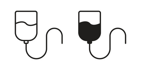 IV bag icon flat black and white logo