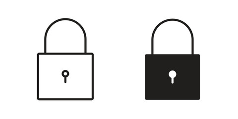 Lock icon flat black and white logo