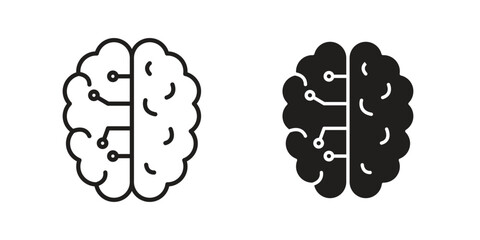 Machine learning icon flat black and white logo