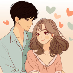 Anime Love: Romantic Couple Illustration