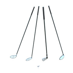 ゴルフボール ティーに乗ったゴルフボール ゴルフクラブ Golf ball on tee Golf ball on white tee Golf clubs 3D CG Rendering Images 透過PNG