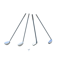 ゴルフボール ティーに乗ったゴルフボール ゴルフクラブ Golf ball on tee Golf ball on white tee Golf clubs 3D CG Rendering Images 透過PNG