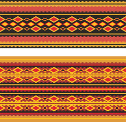 Slavic ornamental seamless frieze vector series. Authentic Eastern European traditional decorative patterns of folk costumes, damasks, carpets. Balkan folklore embroidery motifs.