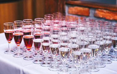 Poured champagne in crystal glass