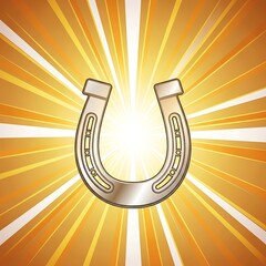 Shiny Horseshoe with Golden Rays of Light.