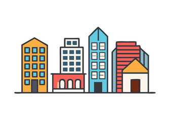 set of building icons, such as city, apartment, condominium, town .vector icon

