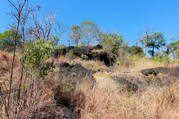 Rock formation on the Trail leading down to the Vale da Lua in Chapda dos Veadeiros near the city of Alto Paraiso 
