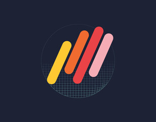 A vibrant logo featuring colorful vertical lines, perfect for art and design brands, symbolizing creativity, dynamism, and forward-thinking in modern branding.