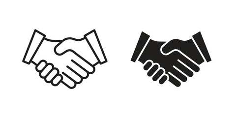 Partnership icon flat black and white logo